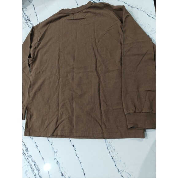 Stussy Top Form Pocket Design Tee Shirt Mens Medium Brown Black Long Sleeve - Picture 9 of 9
